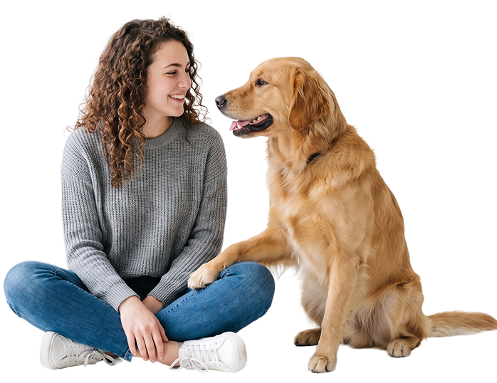 Woman sitting with her dog